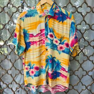 Jams World Mens Vintage Paradise Islands Aloha Beach Hawaiian Shirt S Tropical